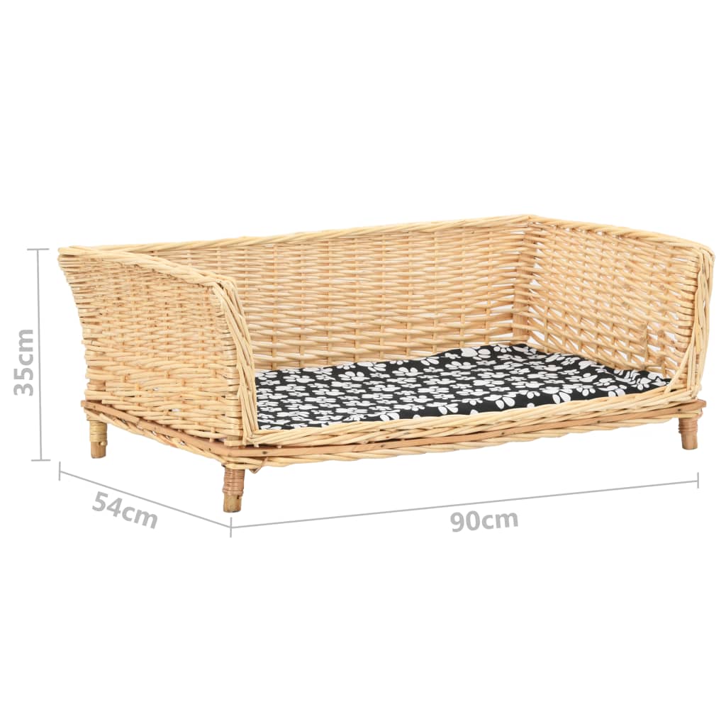 Hundekorb mit Kissen 50x33x30 cm Natur Weide