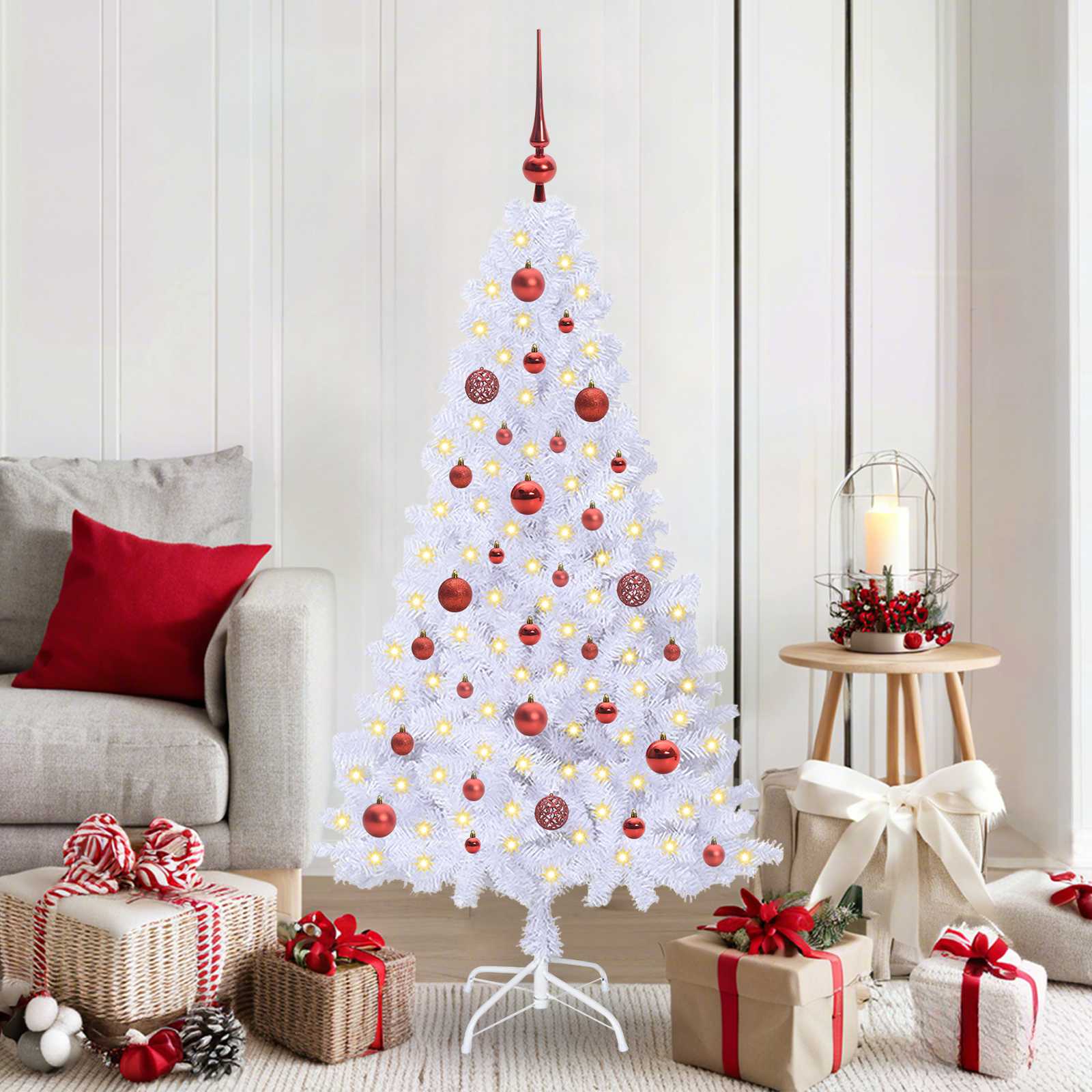 Künstlicher Weihnachtsbaum Weiß 120 cm PVC und Stahl
