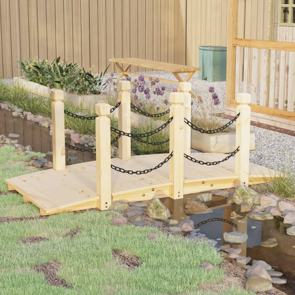 Gartenbrücke mit Geländer 150x67x56 cm Massivholz Fichte