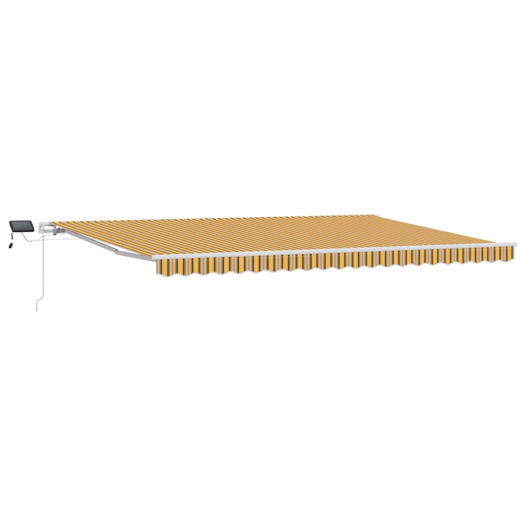 Markise Manuell Einziehbar mit LED 300x250 cm Blau und Weiß