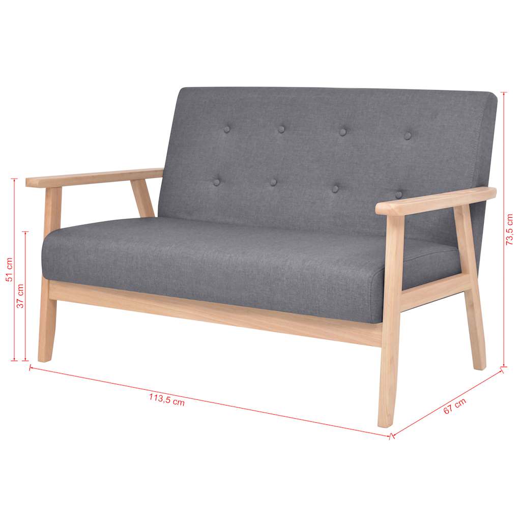 2-Sitzer-Sofa Stoff Hellgrau