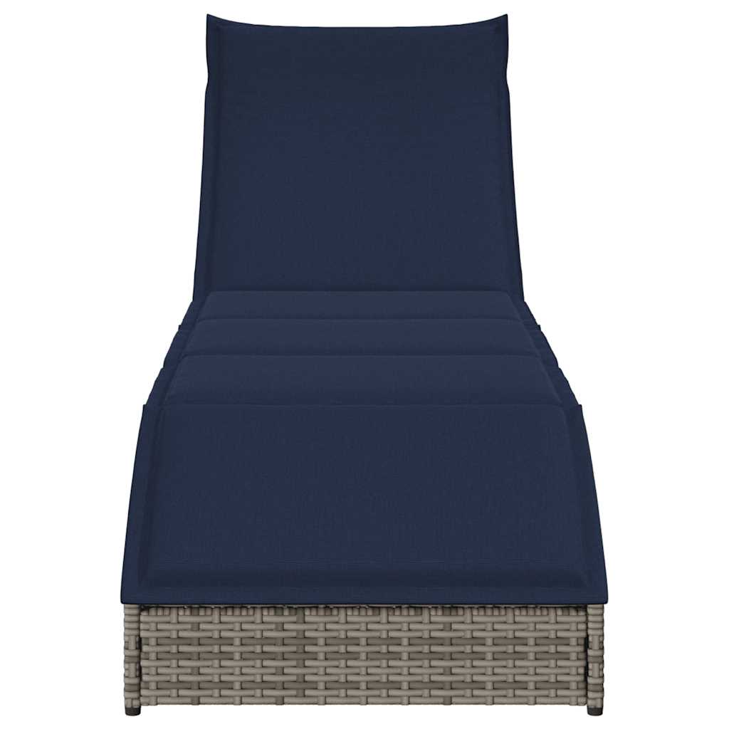 Klappliege mit Auflage und Stauraum Schwarz Poly-Rattan