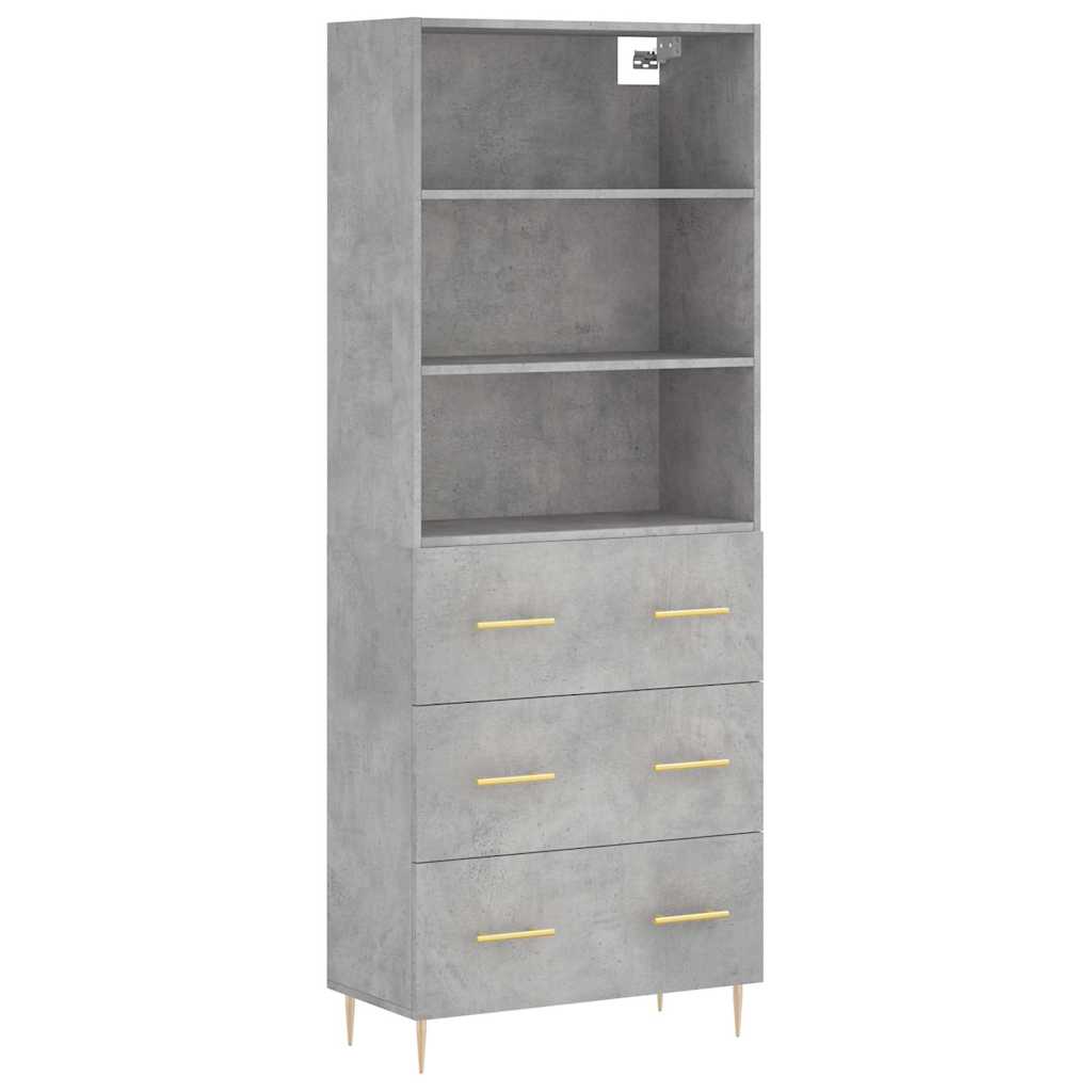 Highboard Hochglanz-Weiß 69,5x34x180 cm Holzwerkstoff