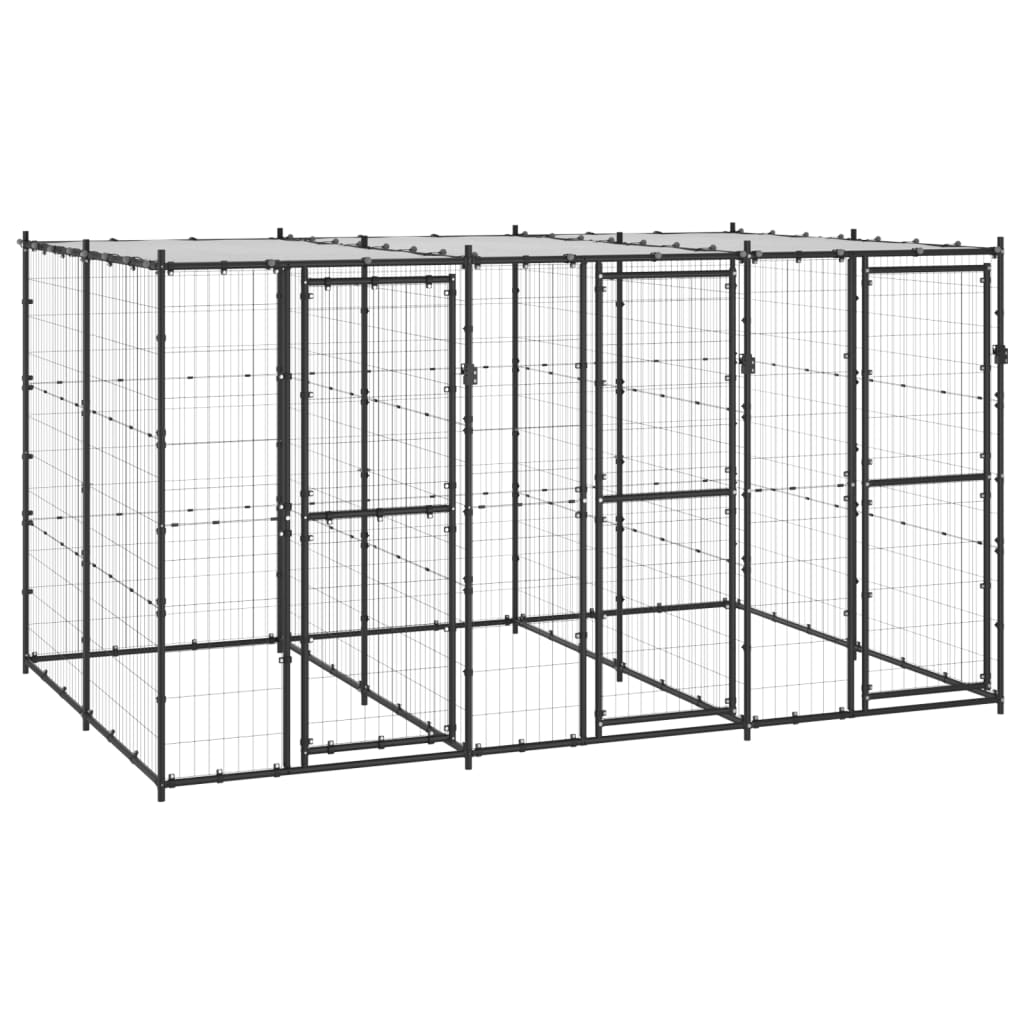 Outdoor-Hundezwinger Stahl mit Überdachung 110x220x180 cm