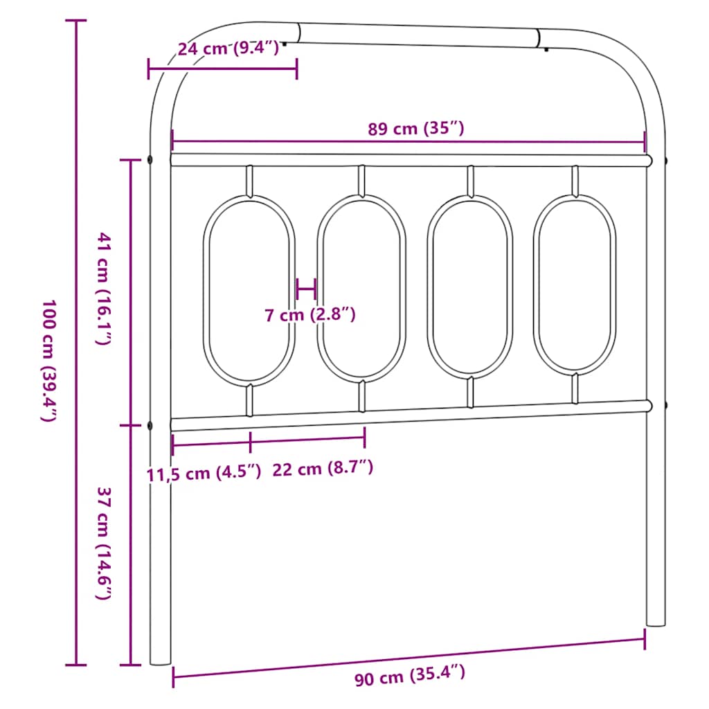 Ersatz-Kopfteil Metall Schwarz 75 cm