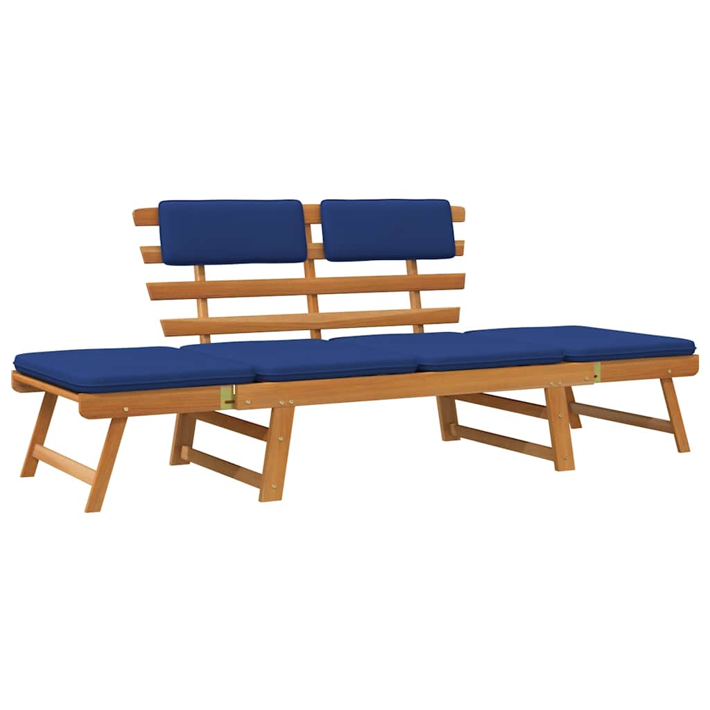 Gartenbank mit Auflagen 2-in-1 190 cm Grau Massivholz Akazie