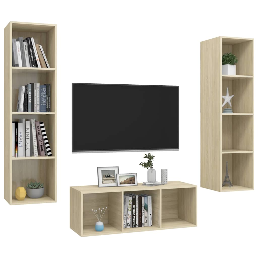 3-tlg. TV-Schrank-Set Weiß Holzwerkstoff