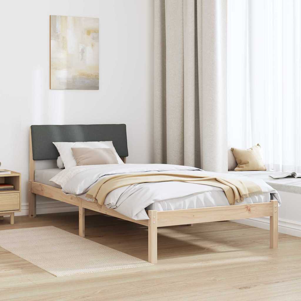 Bettgestell Braun und hellgrau 200 x 200 cm Massivholz Kiefer