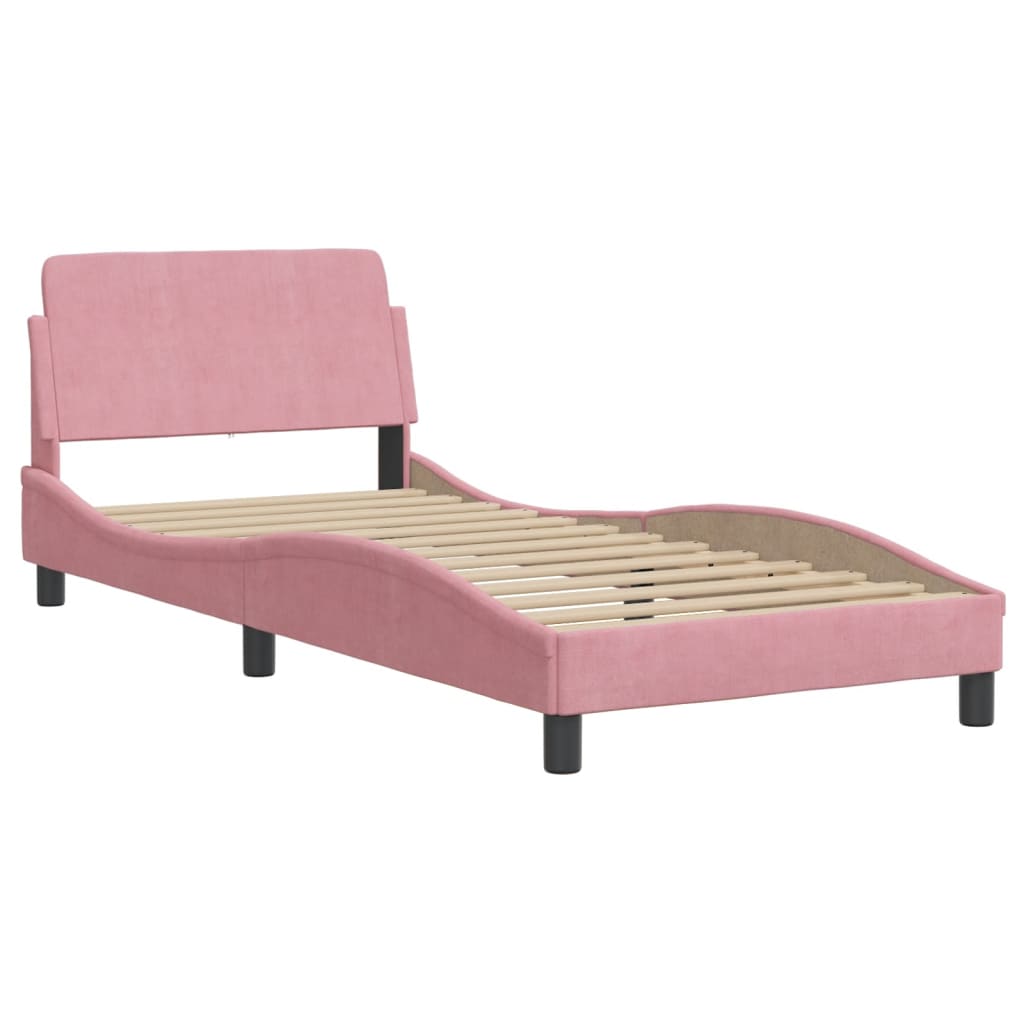 Bett mit Matratze "Hanko" Hellgrau 80x200 cm Samt