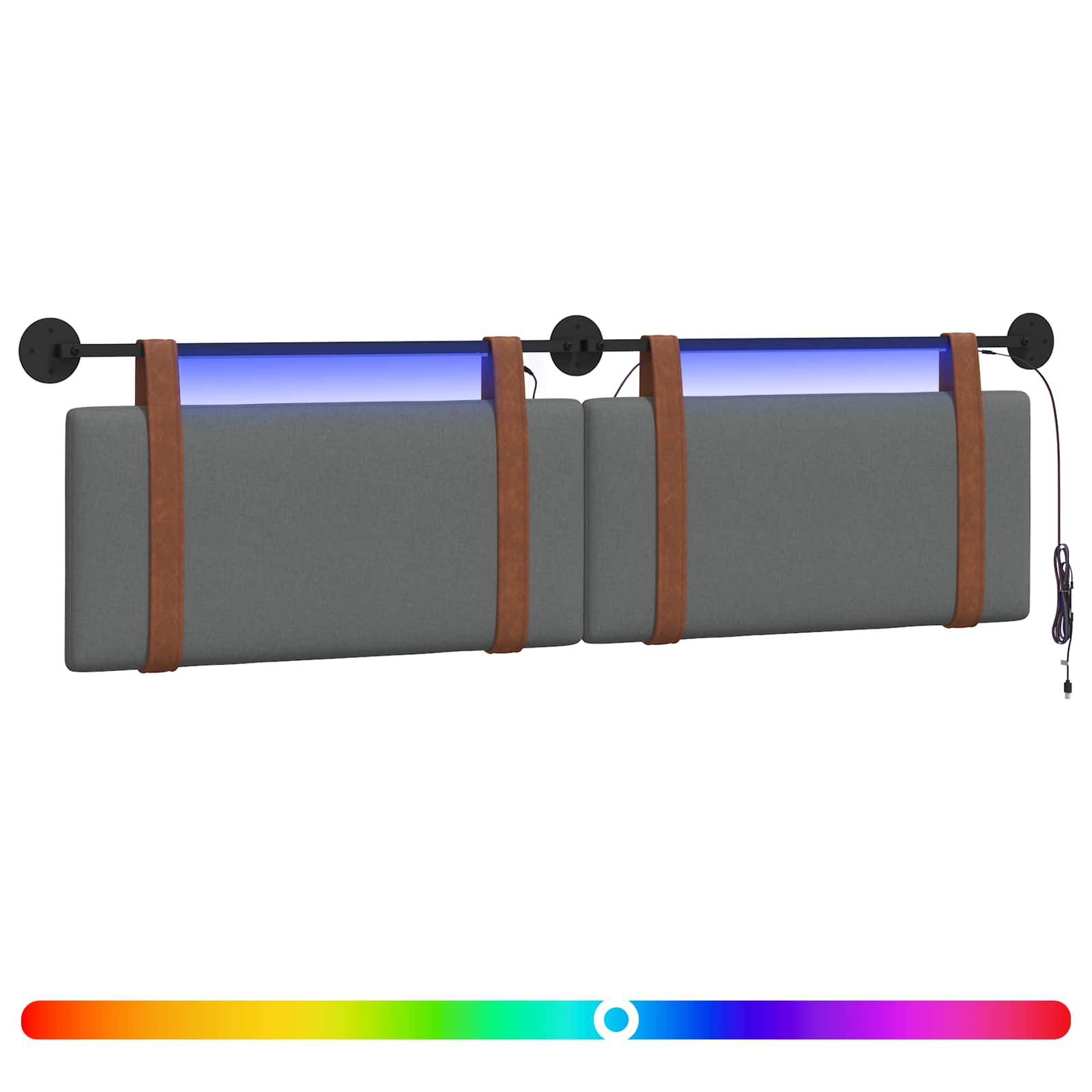 Hängendes Kopfteil Mit LED Licht Wolkengrau Antikes PU
