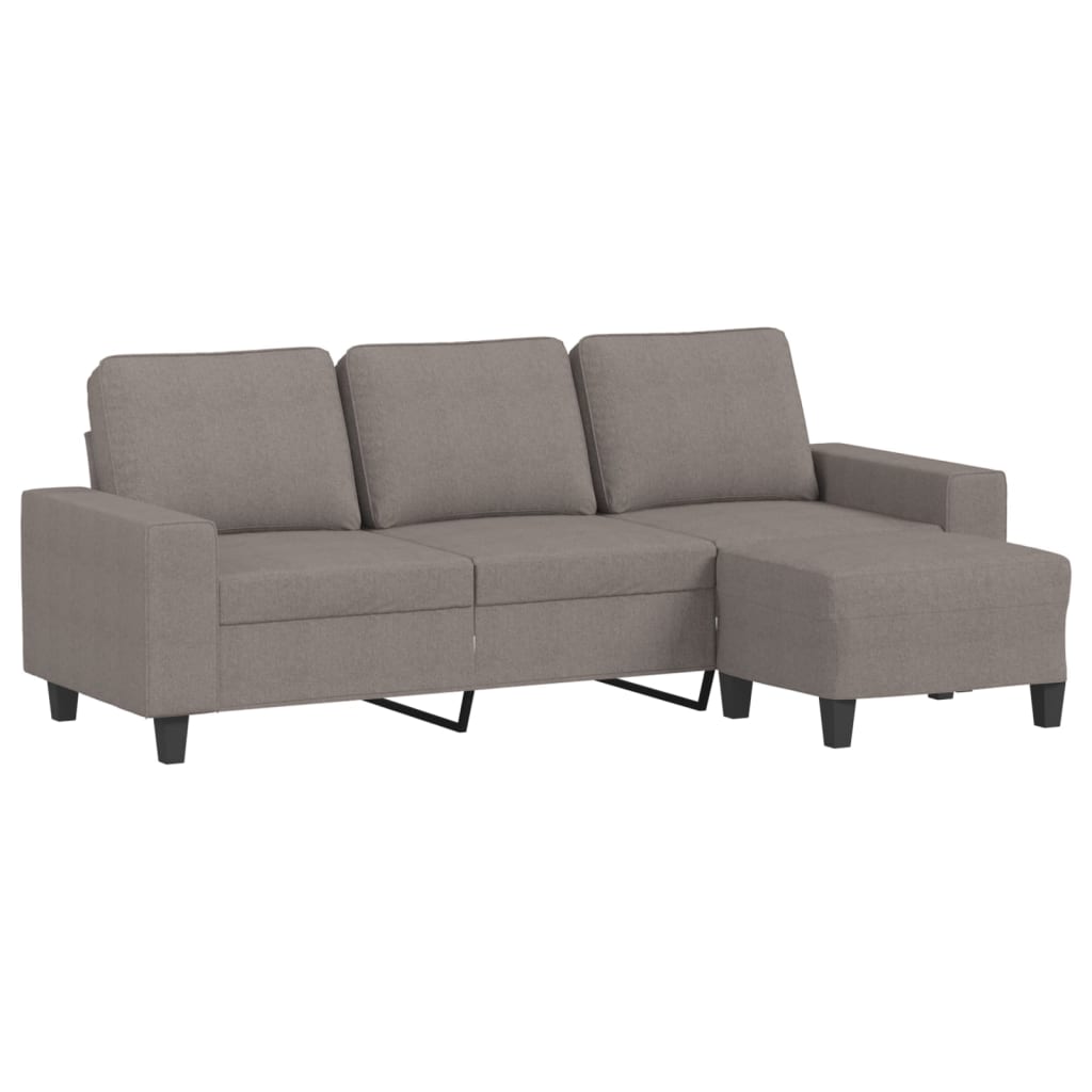 3-Sitzer-Sofa mit Hocker Hellgrau 180 cm Stoff