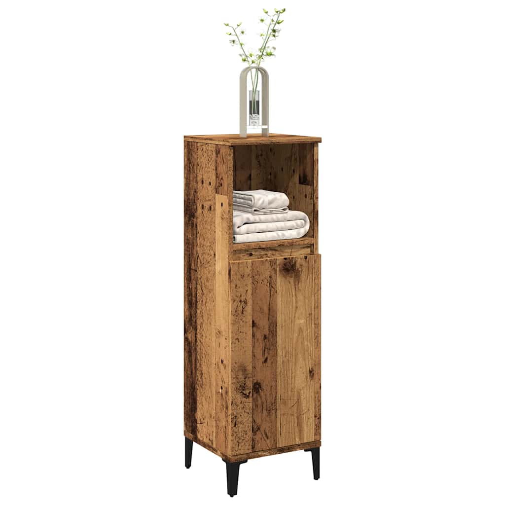 Badschrank Weiß 30x30x100 cm Holzwerkstoff