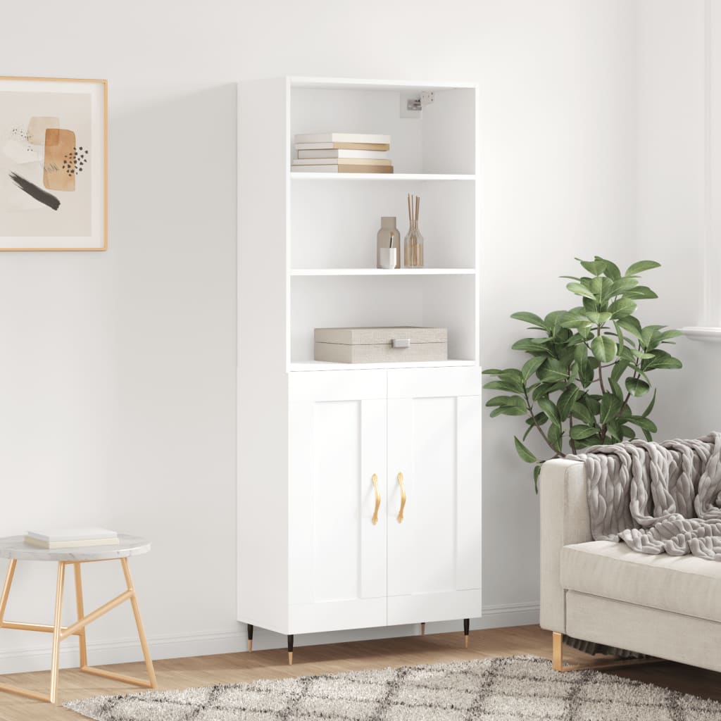Highboard Betongrau 69,5x34x180 cm Holzwerkstoff