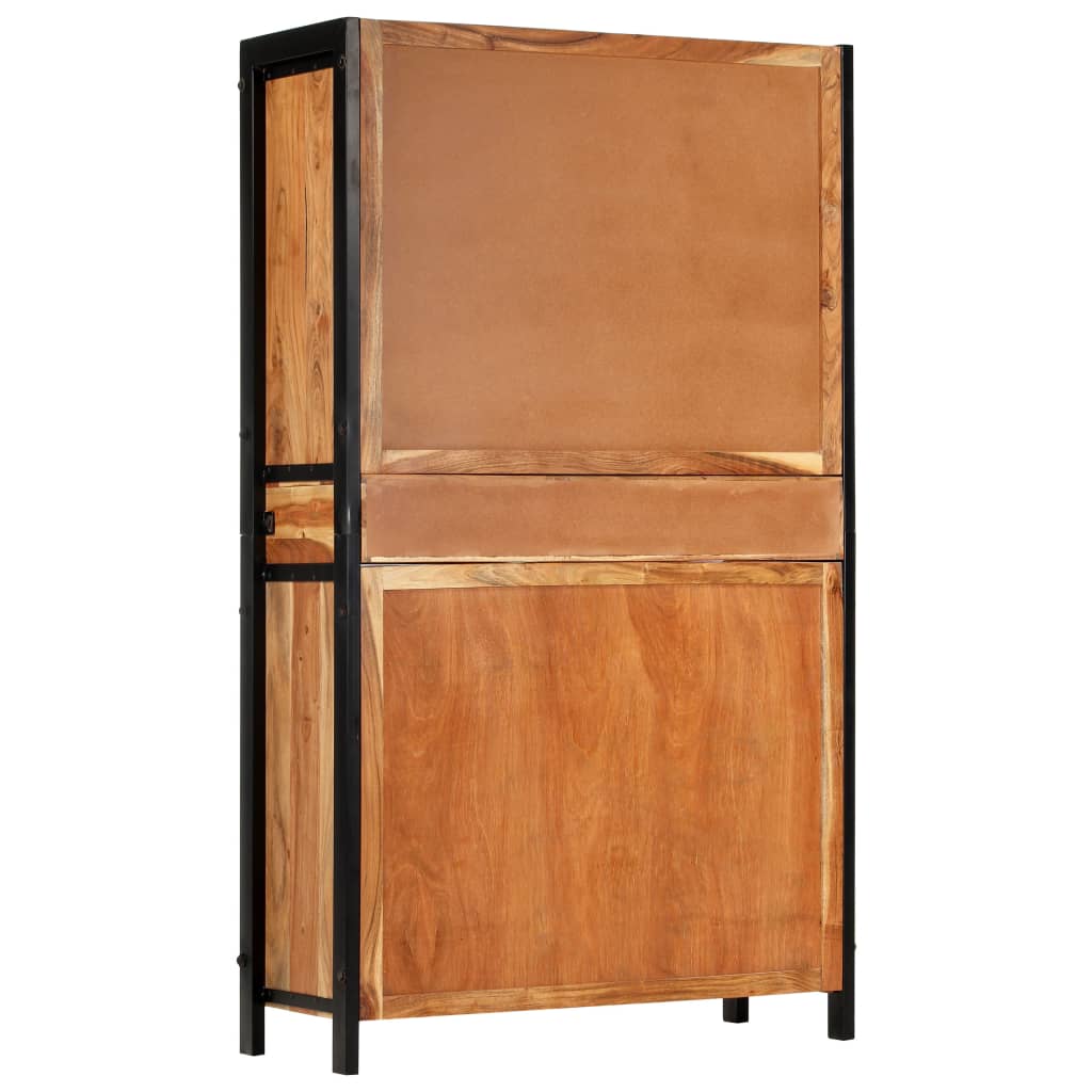 Highboard 100x40x175 cm Massives Raues Mangoholz