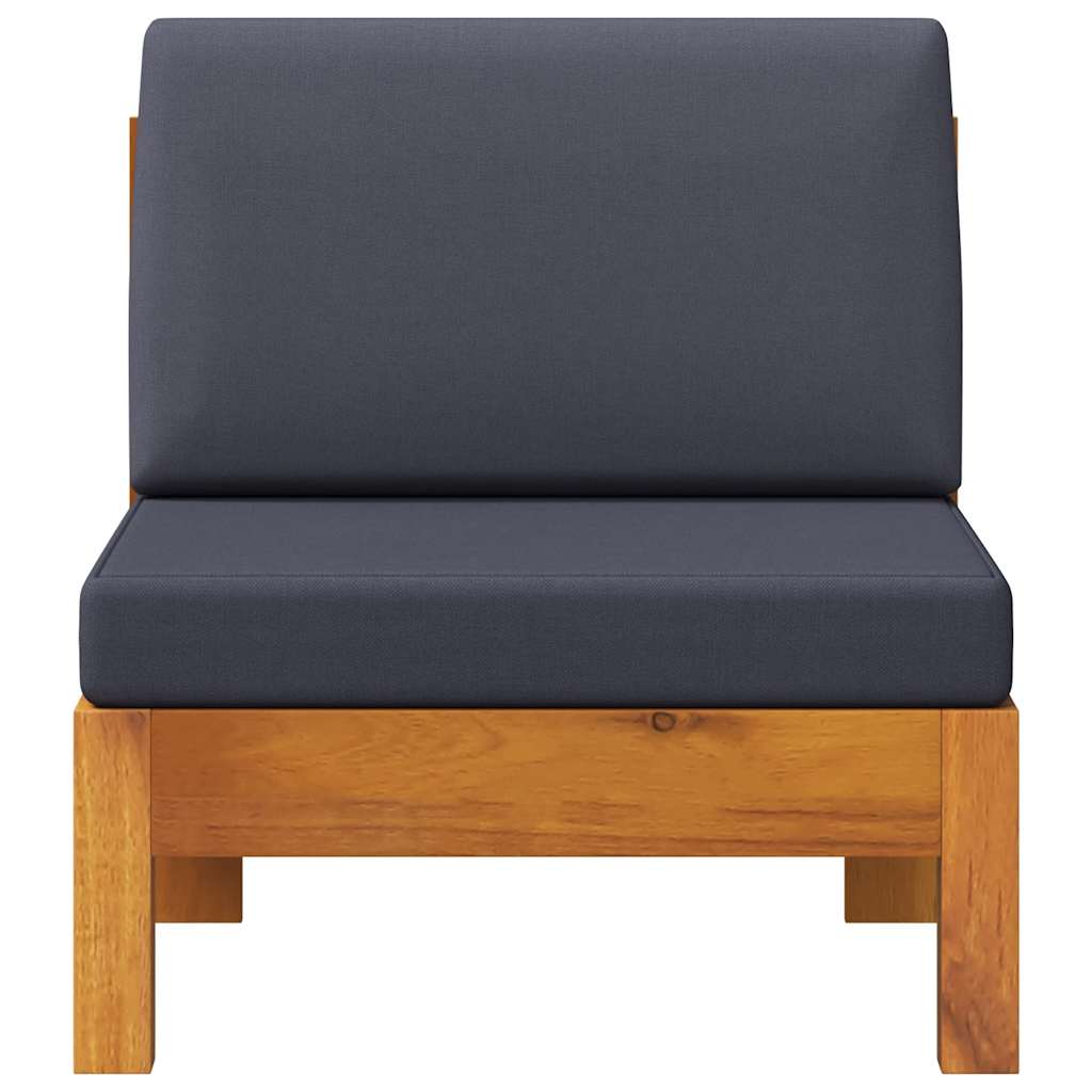 2-tlg. Garten-Lounge-Set mit Cremeweißen Kissen Akazienholz
