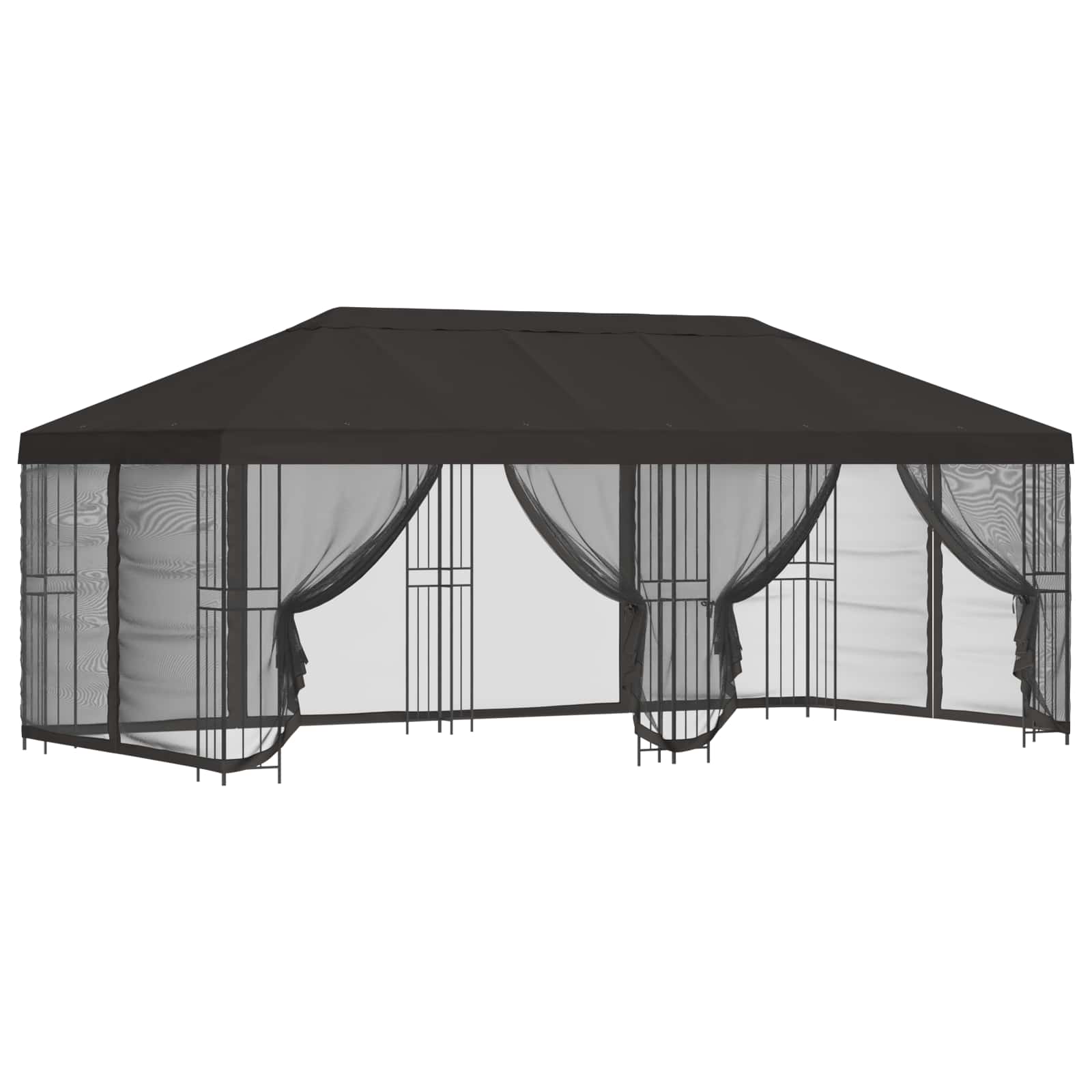 Pavillon mit Seitenwänden 6 x 3 m Beige Polyester und Stahl 190