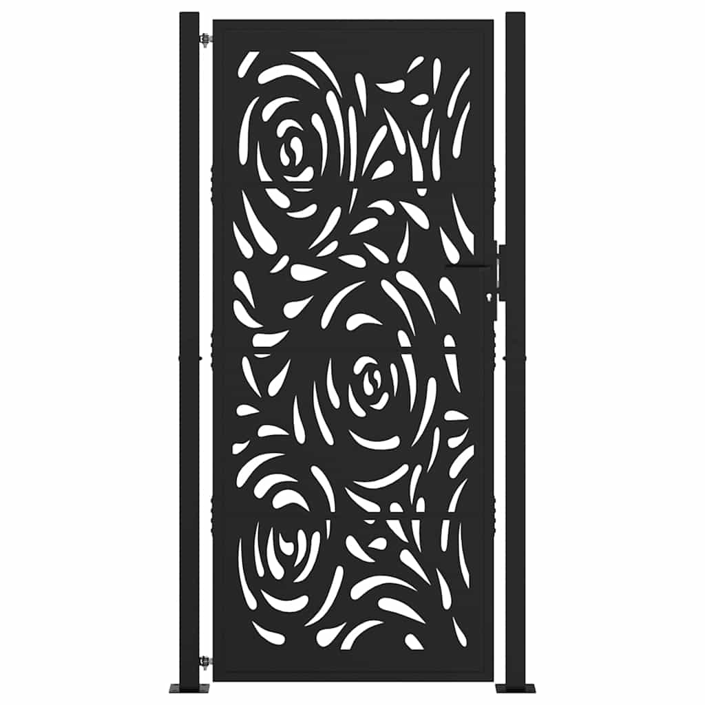 Gartentor Schwarz 100x100 cm Stahl Lichtdesign