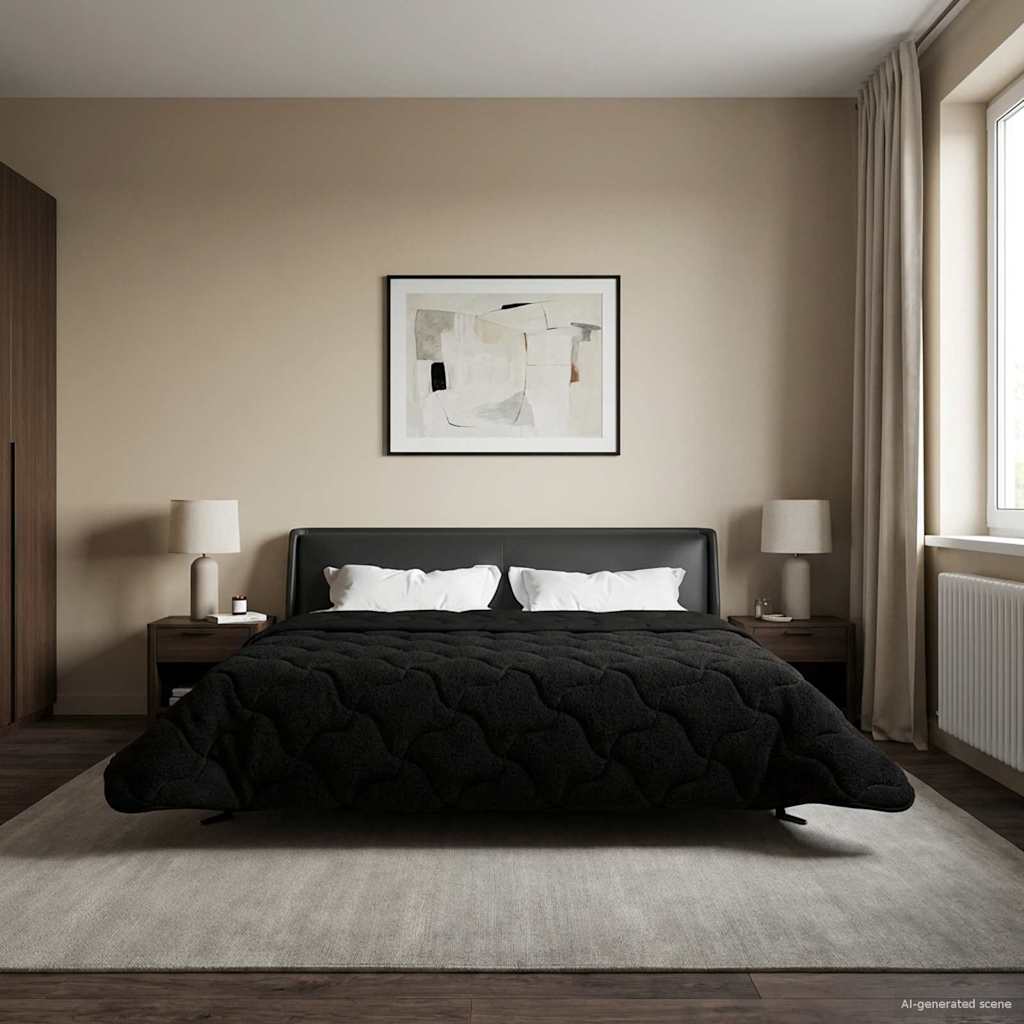 Ganzjahresbettdecke Gepolstert Anthrazit 135 x 200 cm