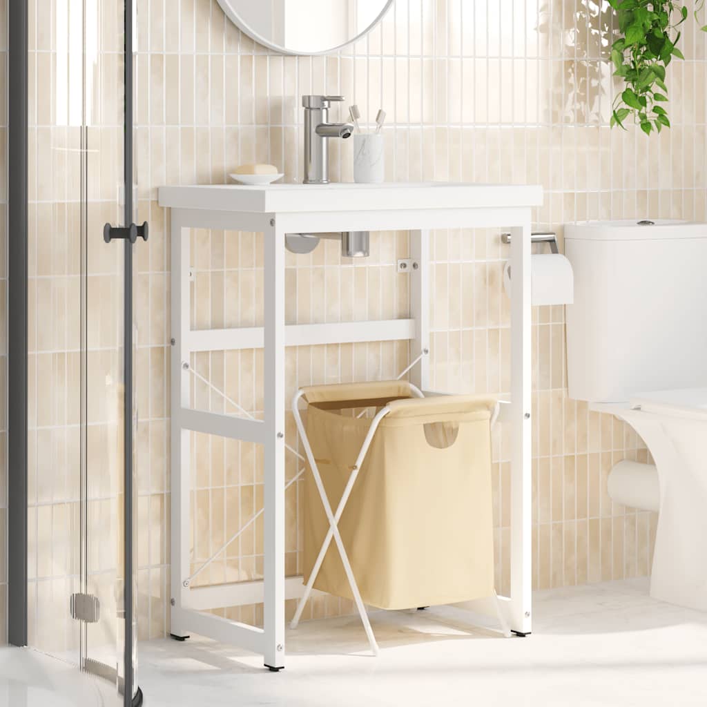 Badezimmer Waschtischgestell Weiß 40x38x83 cm Eisen