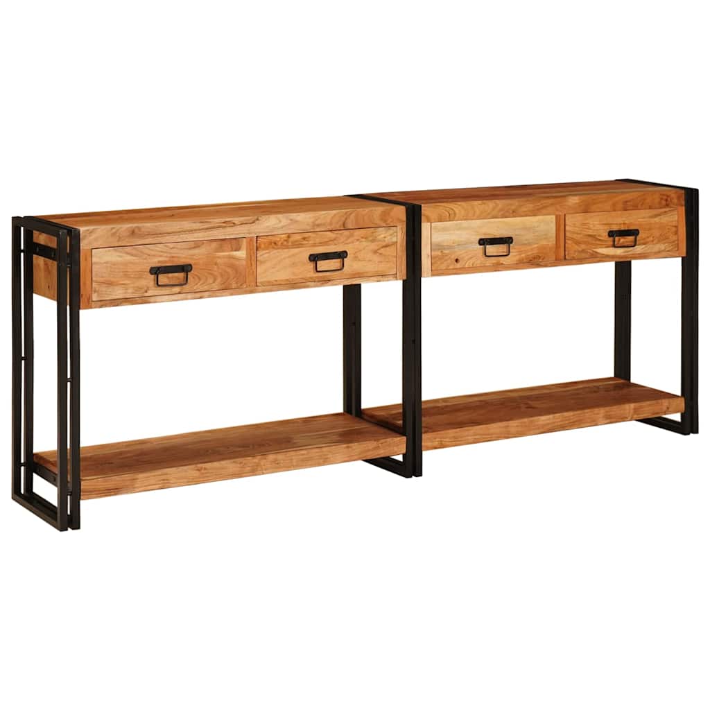 Konsolen-Tische 2 pcs Braun 161 x 33 x 75 cm Massivholz Mango