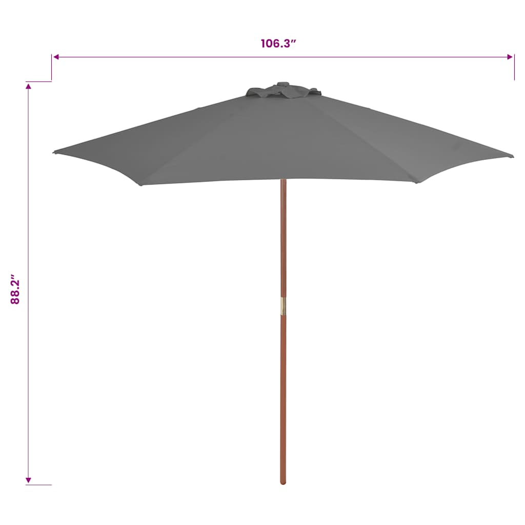 Sonnenschirm mit Holz-Mast 270 cm Blau
