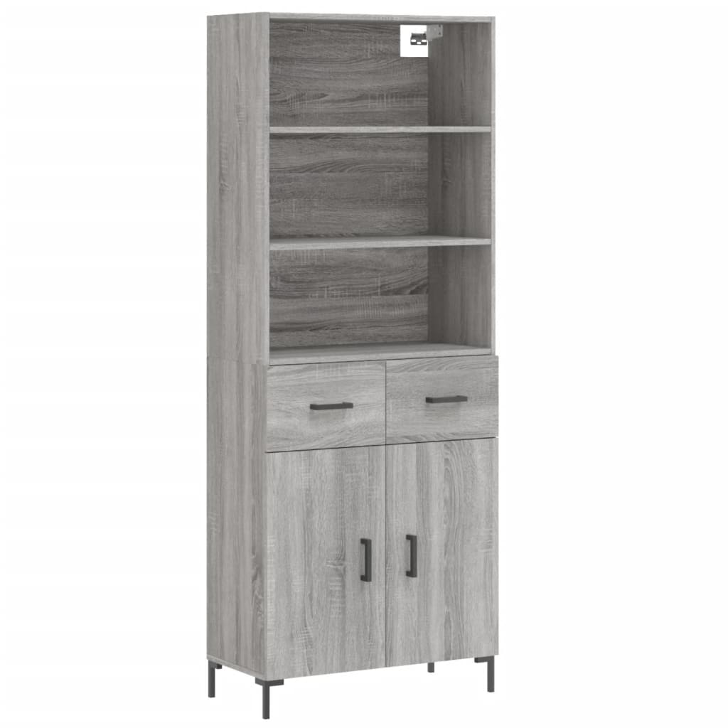 Highboard Hochglanz-Weiß 69,5x34x180 cm Holzwerkstoff