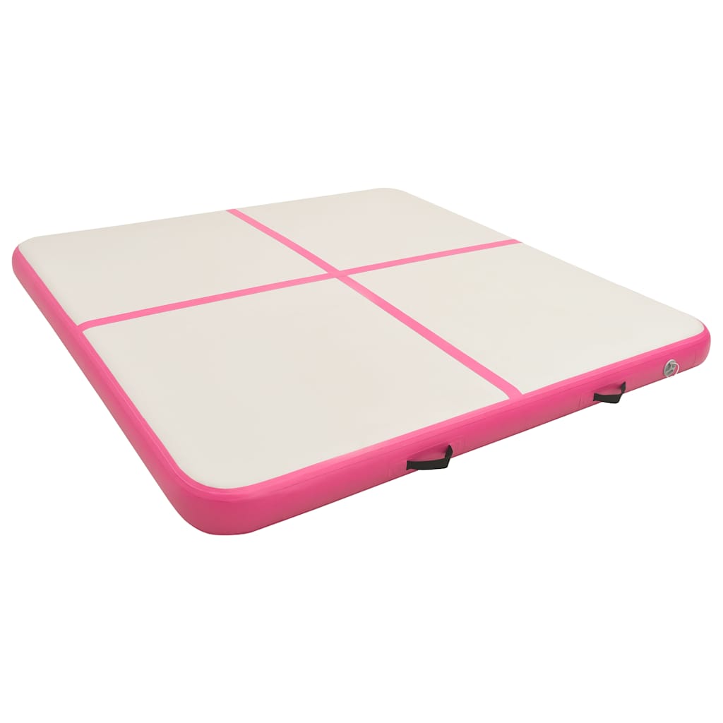 Aufblasbare Gymnastikmatte mit Pumpe 300×100×10 cm PVC Rosa