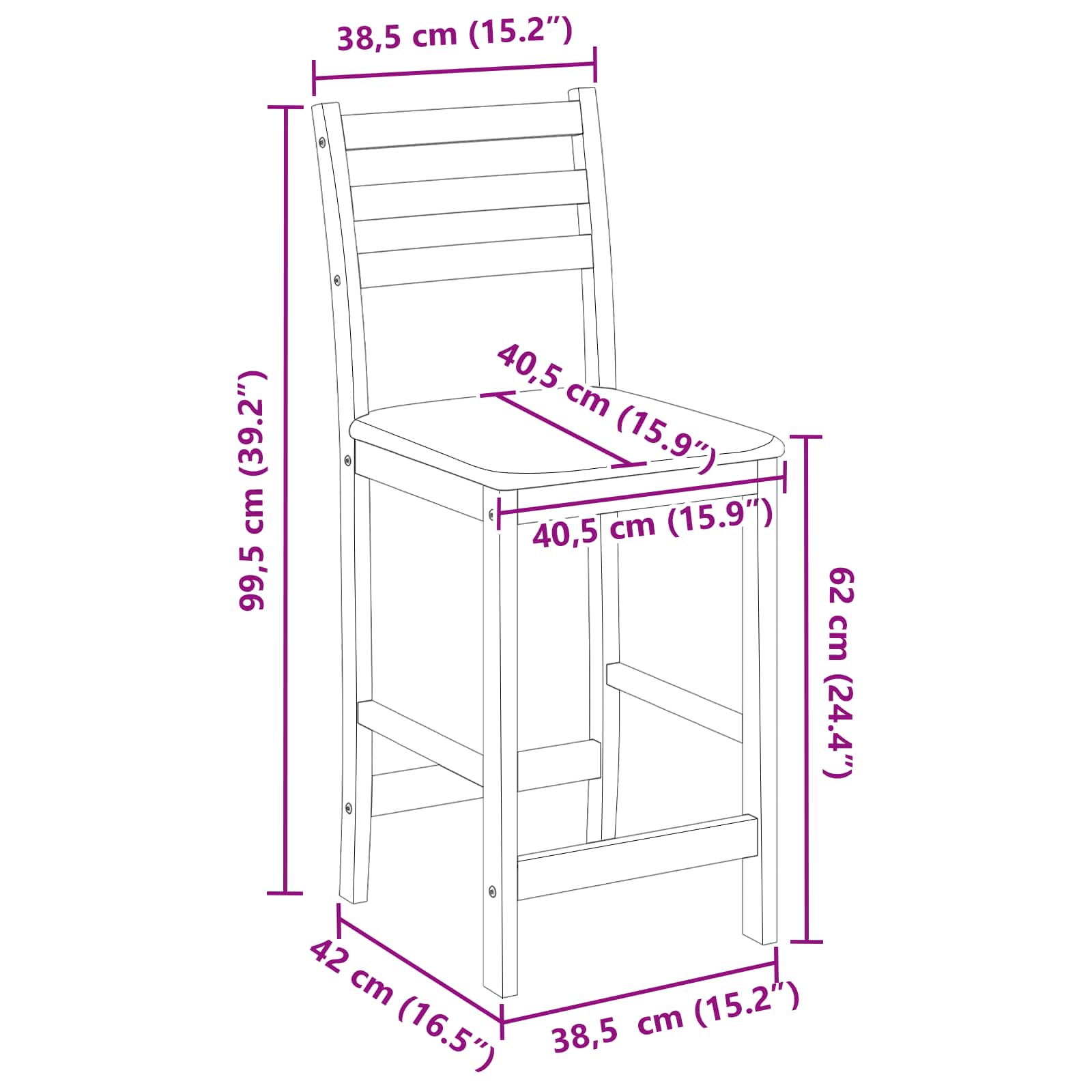 Esszimmerstühle 2 pcs Hellbraun 40 x 47,5 x 99,5 cm