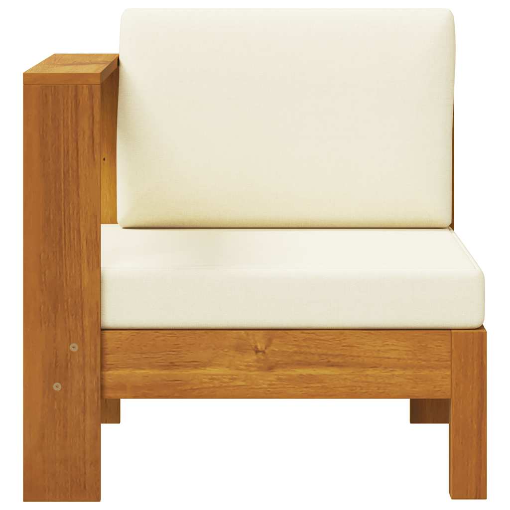 2-tlg. Garten-Lounge-Set mit Cremeweißen Kissen Akazienholz