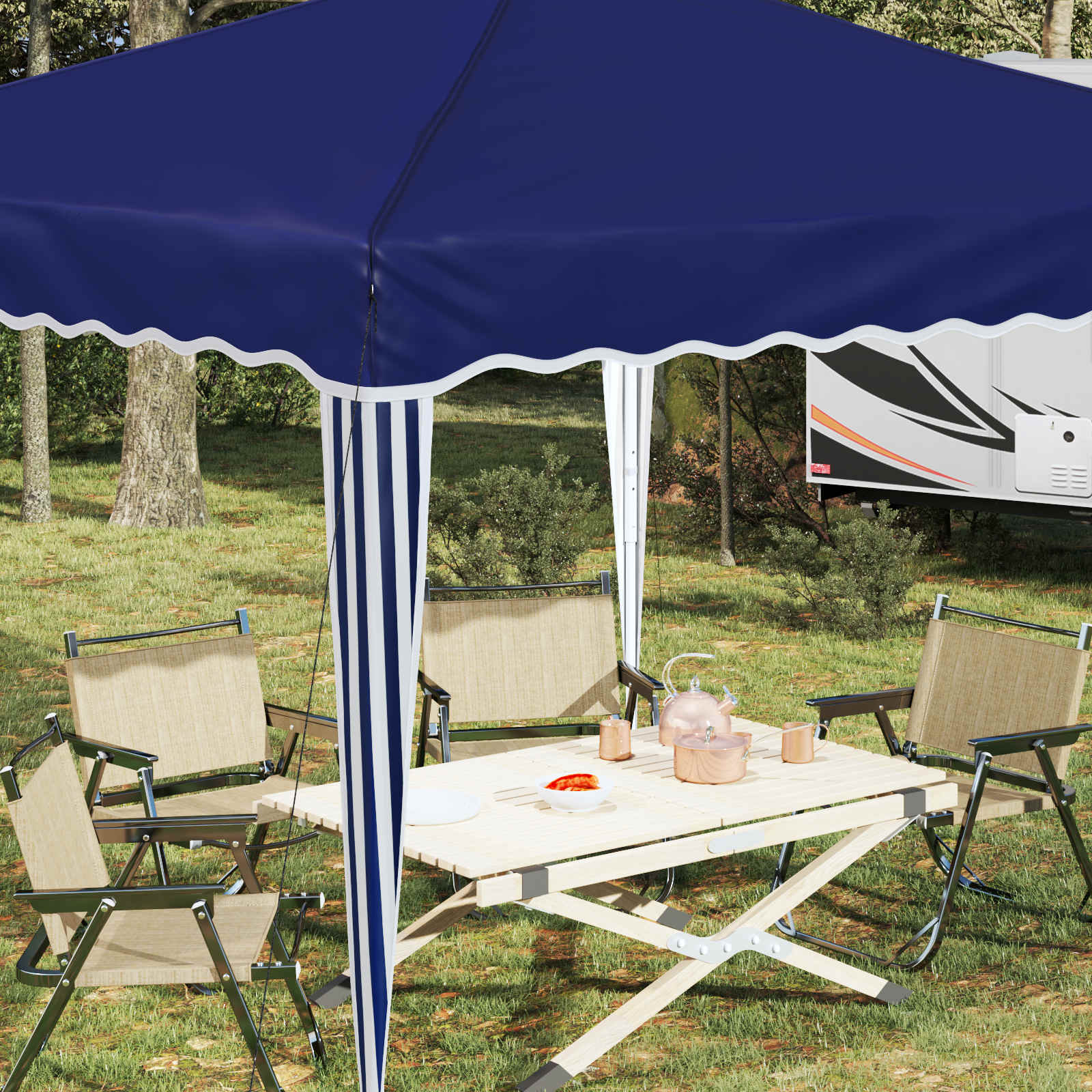 Pop-up Partyzelt 288 x 288 x 245 cm Creme Oxford-Stoff