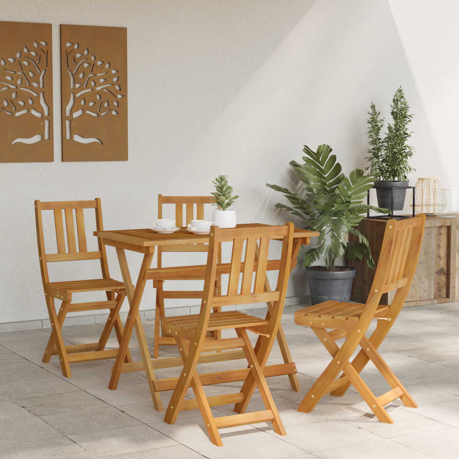 Außen Bistro-Stühle 6 pcs Natur Massivholz Akazie