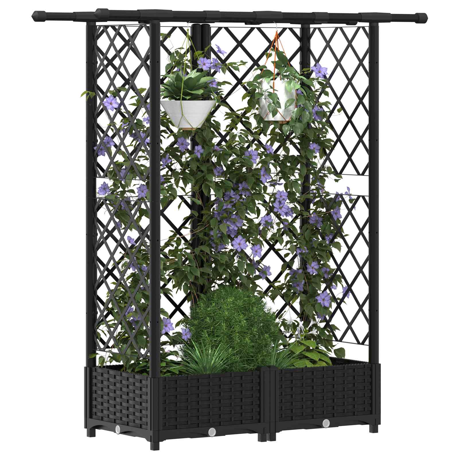 Hochbeet mit Rankgitter und Dach Braun 124 x 40 x 123 cm PP