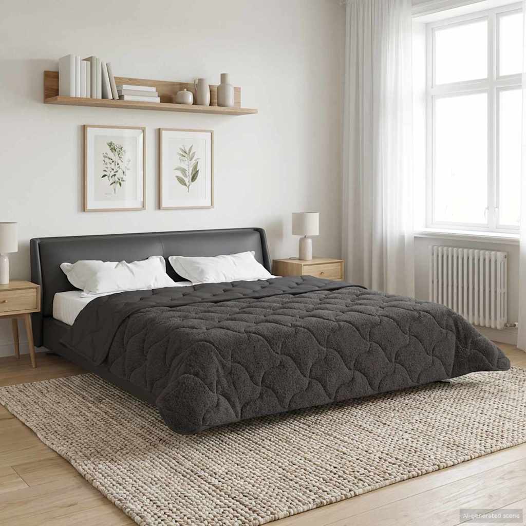 Ganzjahresbettdecke Gepolstert Anthrazit 135 x 200 cm
