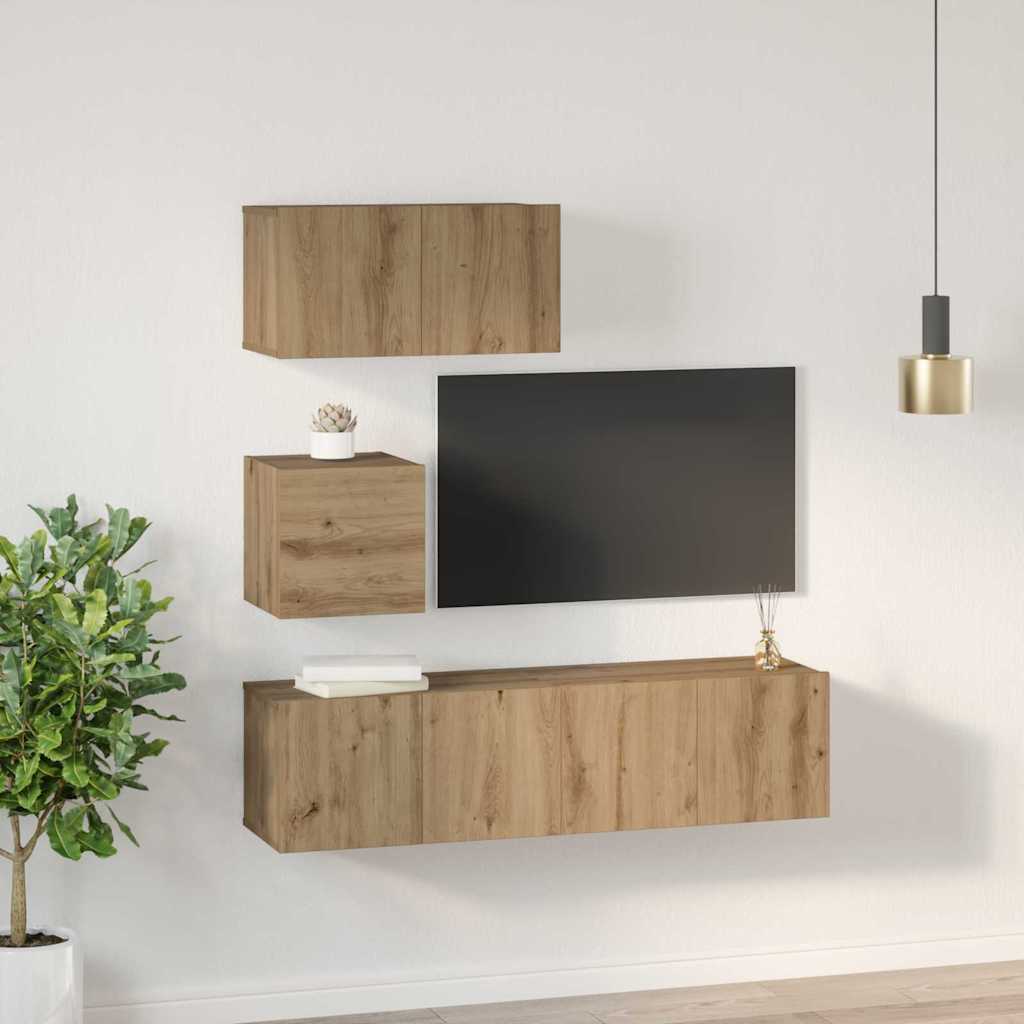 4-tlg. TV-Schrank-Set Weiß Holzwerkstoff
