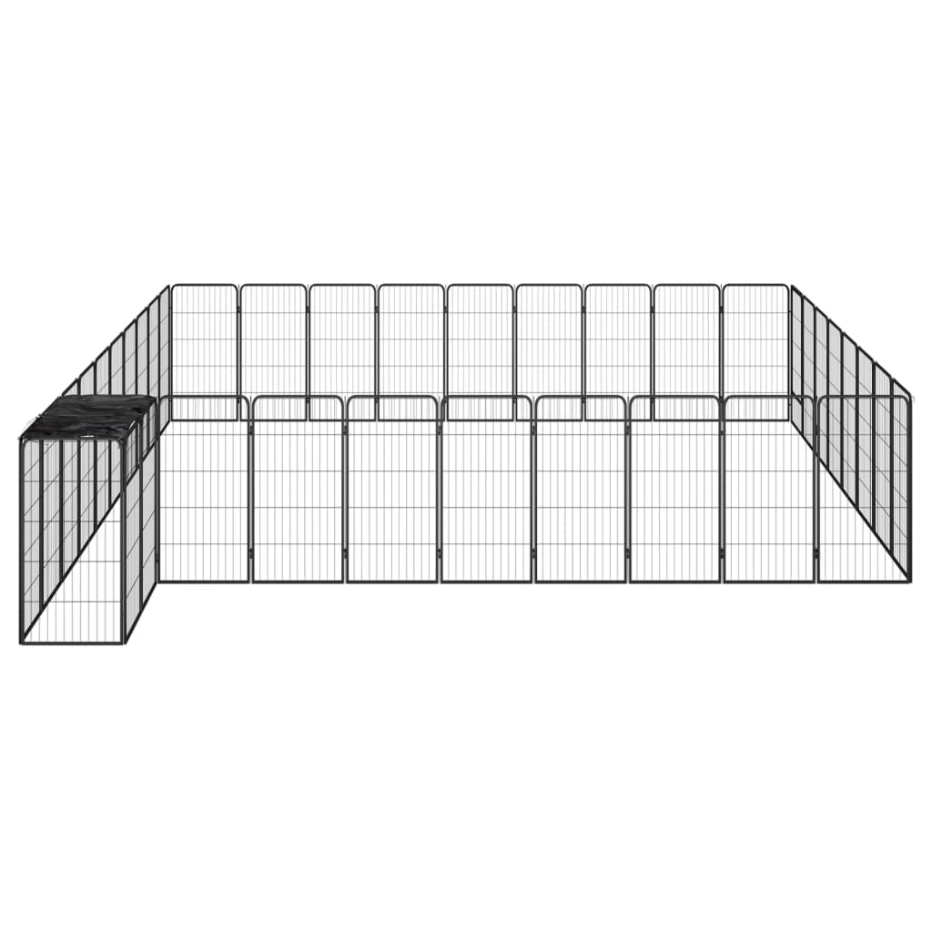 6-tlg. Hundelaufstall Schwarz 50x100cm Stahl Pulverbeschichtung