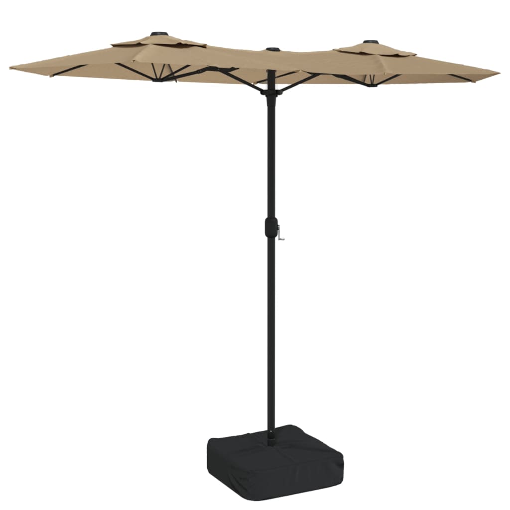 Doppel-Sonnenschirm mit LED-Leuchten Sandweiß 316x145 cm