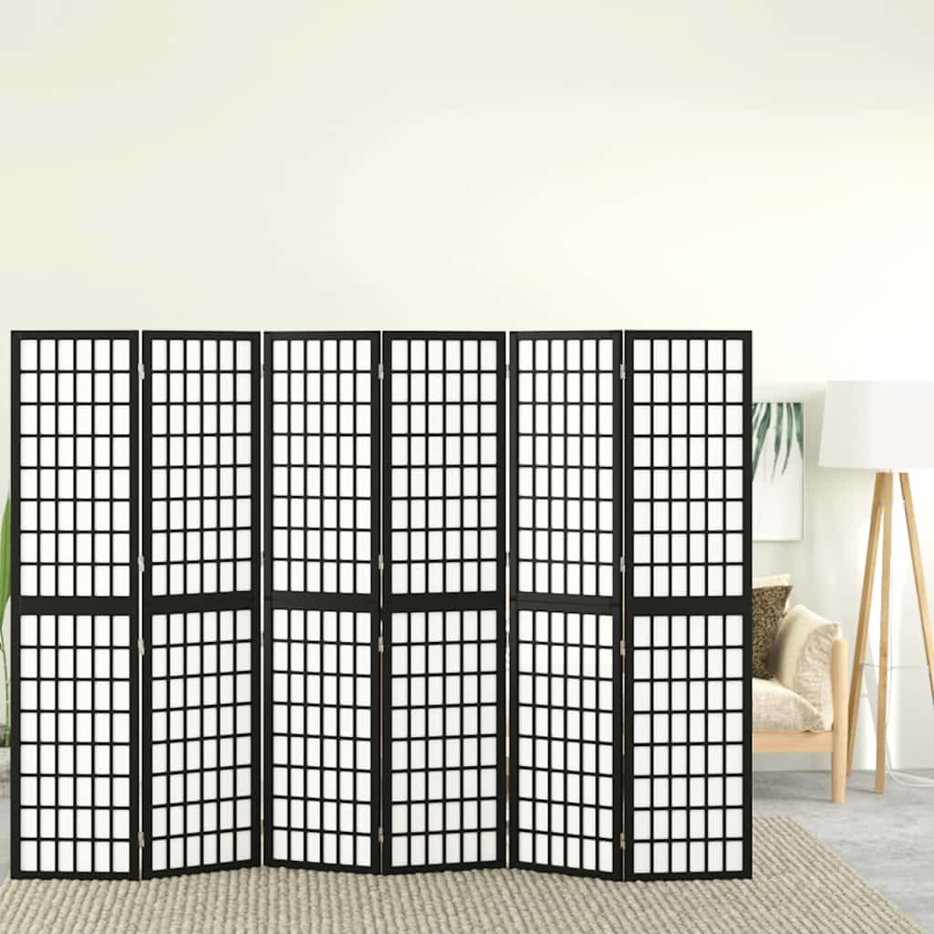 3-tlg. Paravent Japanischer Stil Faltbar 120x170 cm Schwarz