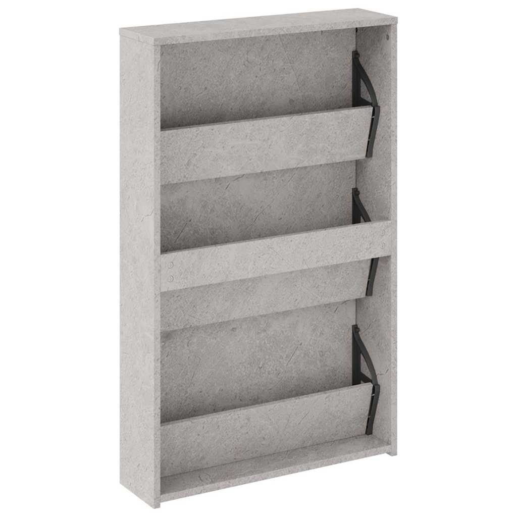 Schuhschrank mit 2 Fächern Spiegel Eiche-Optik 63x17x67 cm