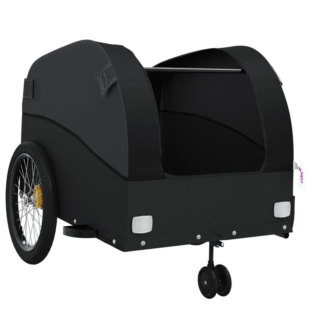 Fahrradanhänger Schwarz und Orange 30 kg Eisen