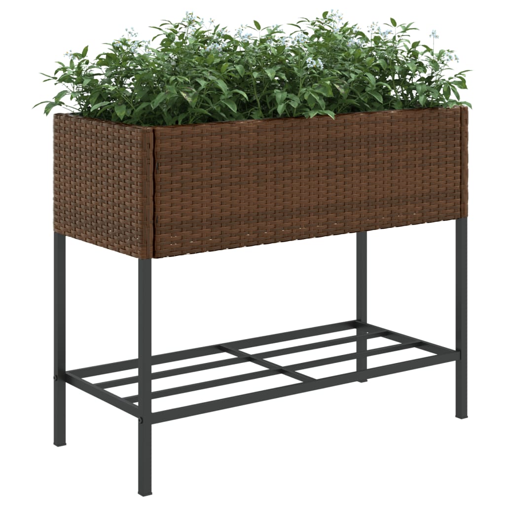 Hochbeete mit Ablage 2 Stk. Schwarz 70x28x70 cm Poly Rattan