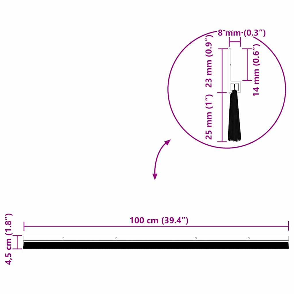 Aufsteck Türbürstendichtungen 2 pcs Braun 100 cm
