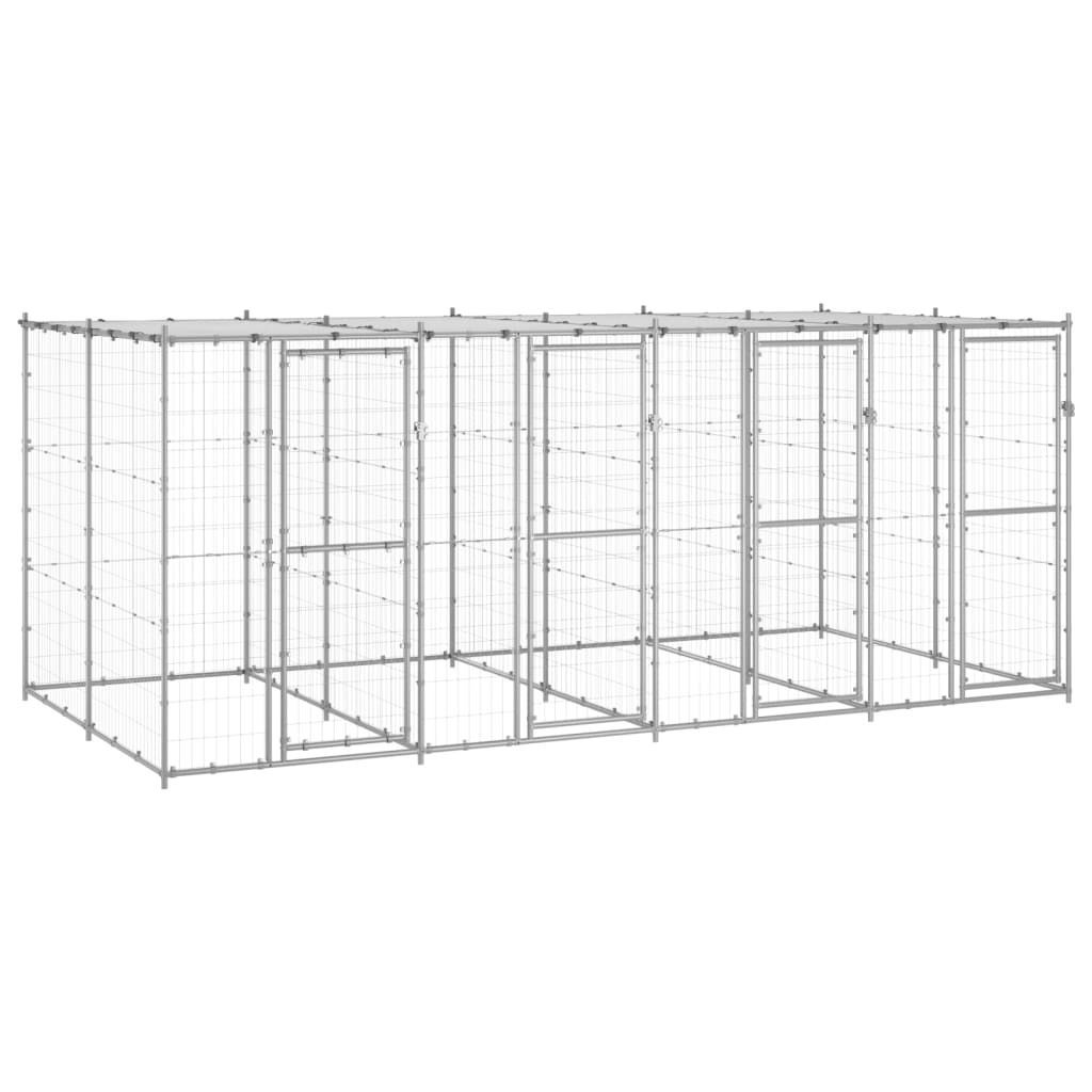 Outdoor-Hundezwinger Stahl mit Überdachung 110x220x180 cm