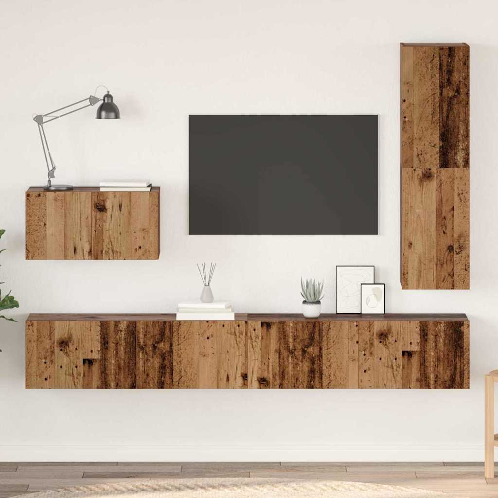 4-tlg. TV-Schrank-Set Weiß Holzwerkstoff