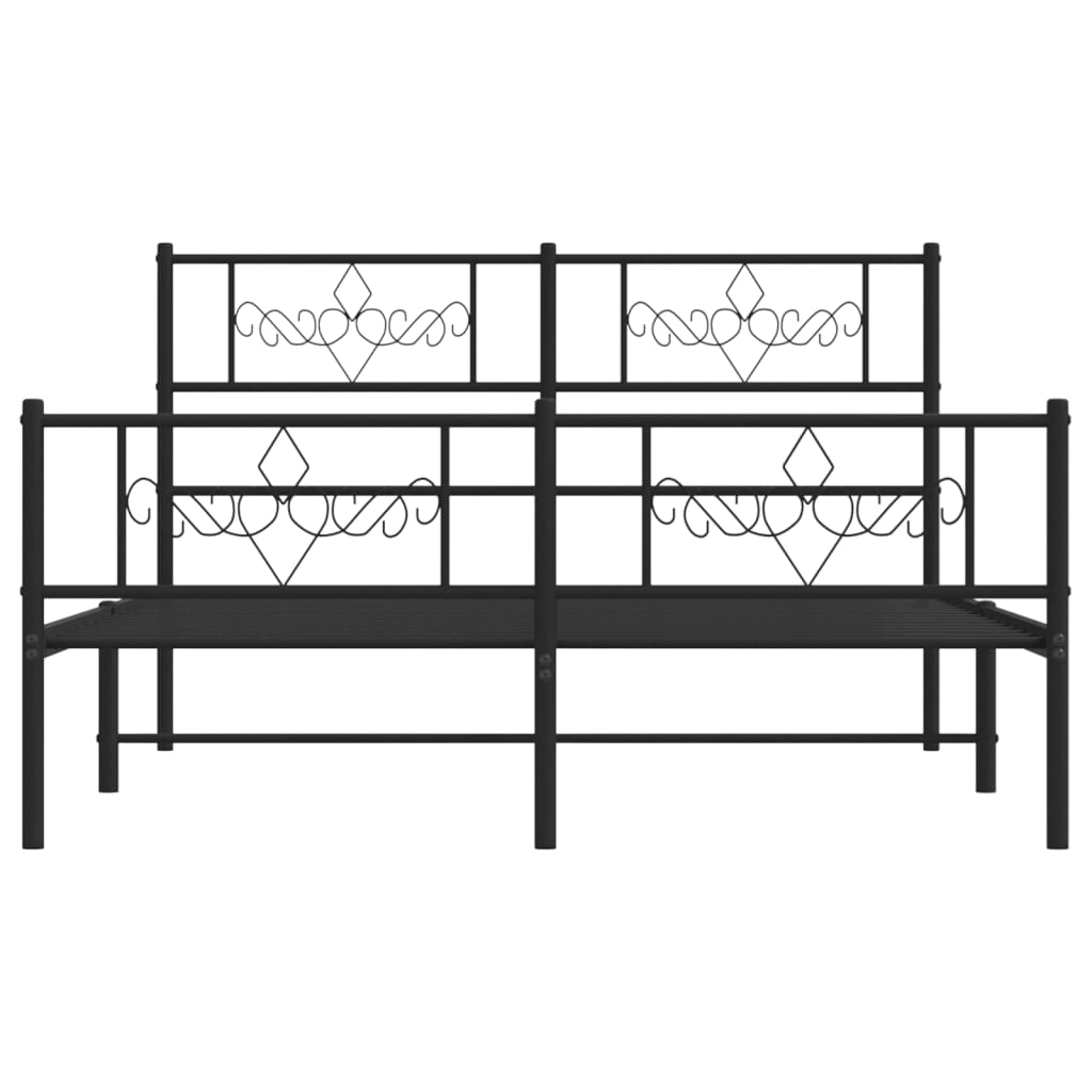 Bettgestell mit Kopfteil Metall Schwarz 100x190 cm