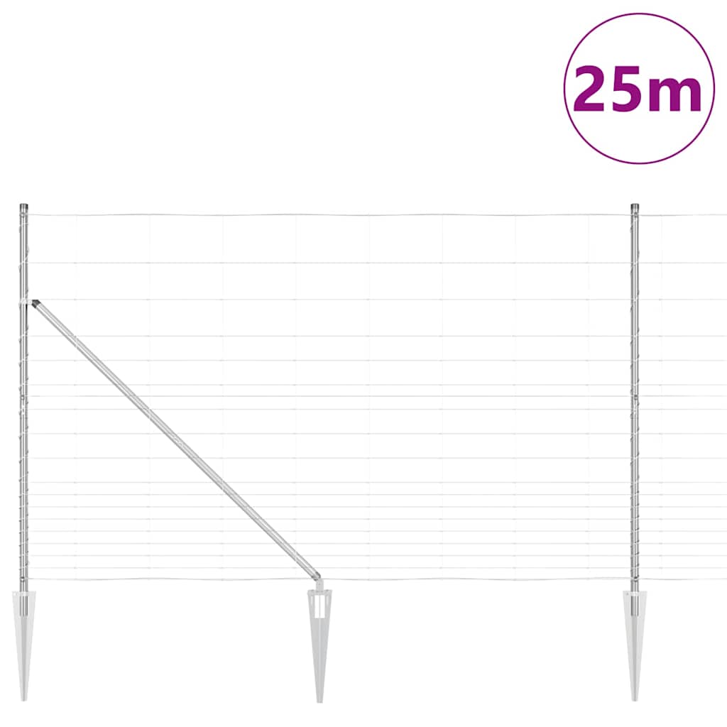 Ground Fix Geschweißter Drahtzaun 25 x 0,8 m Silber Netz