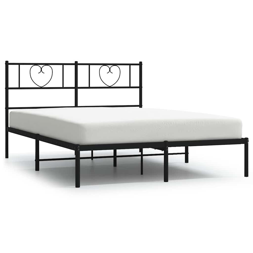 Bettgestell mit Kopfteil Metall Schwarz 100x190 cm