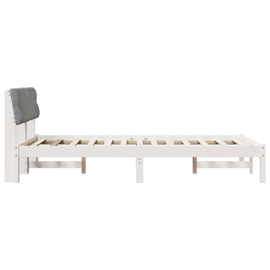 Bettgestell Braun und hellgrau 200 x 200 cm Massivholz Kiefer