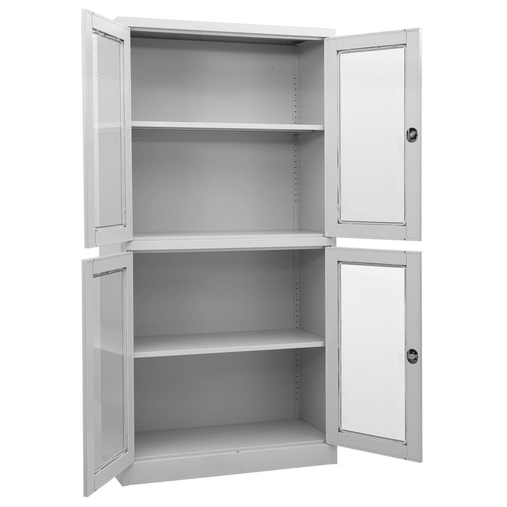 Büroschrank Weiß 90x40x180 cm Stahl und Hartglas