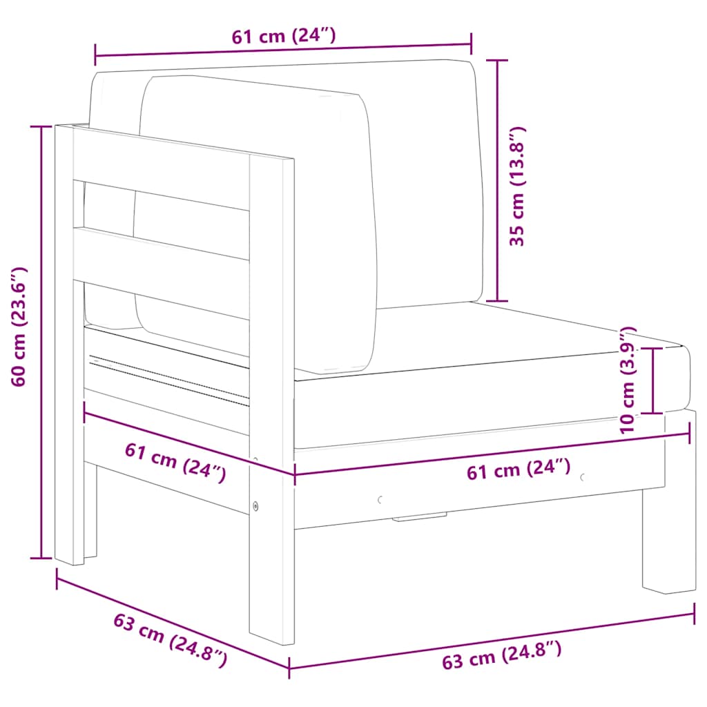 2-tlg. Garten-Lounge-Set mit Cremeweißen Kissen Akazienholz