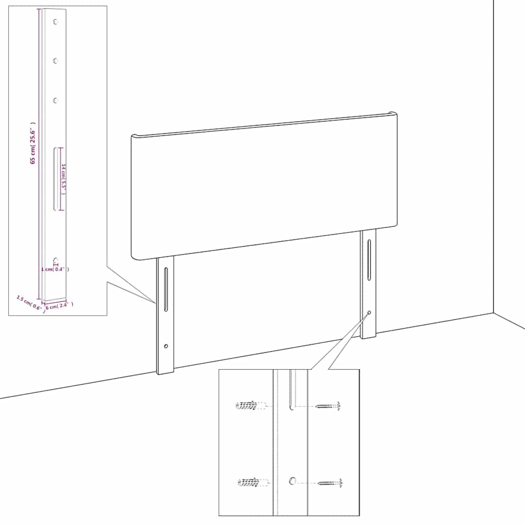 Kopfteil Hellgrau 80x7x118/128 cm Samt